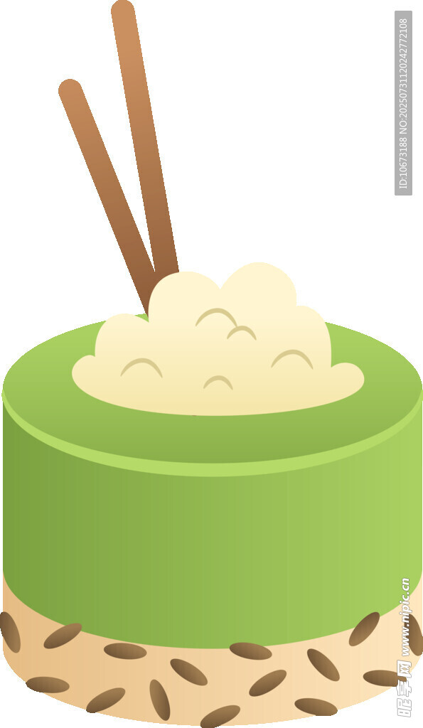 绿色糕点配坚果与筷子