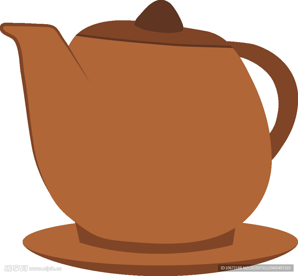 棕色茶壶与托盘插画