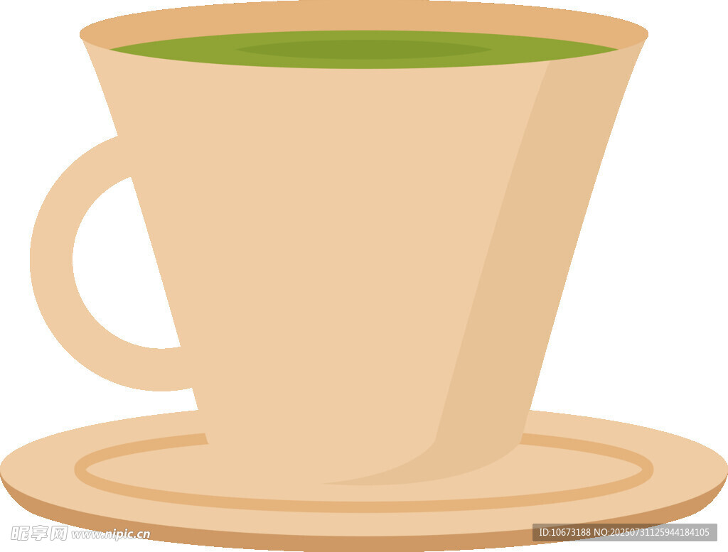 米色咖啡杯与托盘插画