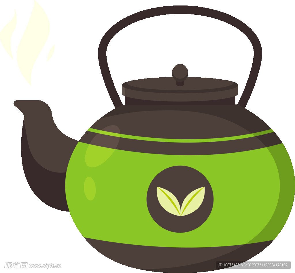 绿色茶壶插画