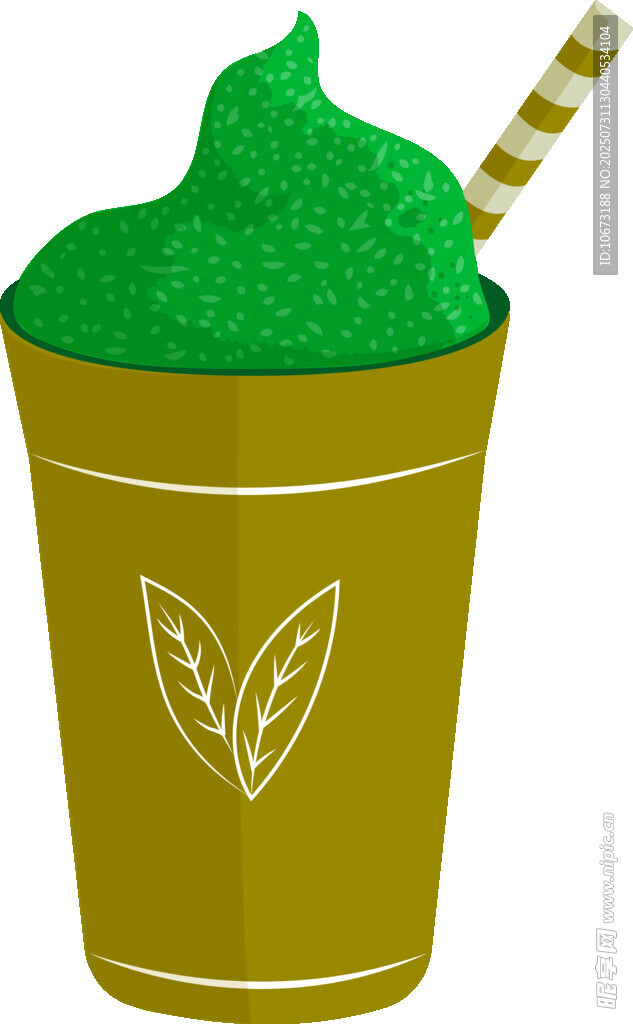 绿色奶昔插画杯