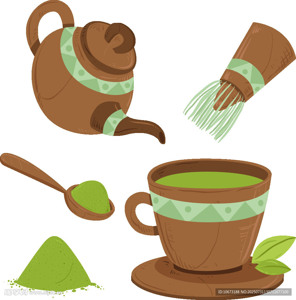 日式抹茶茶具与抹茶粉