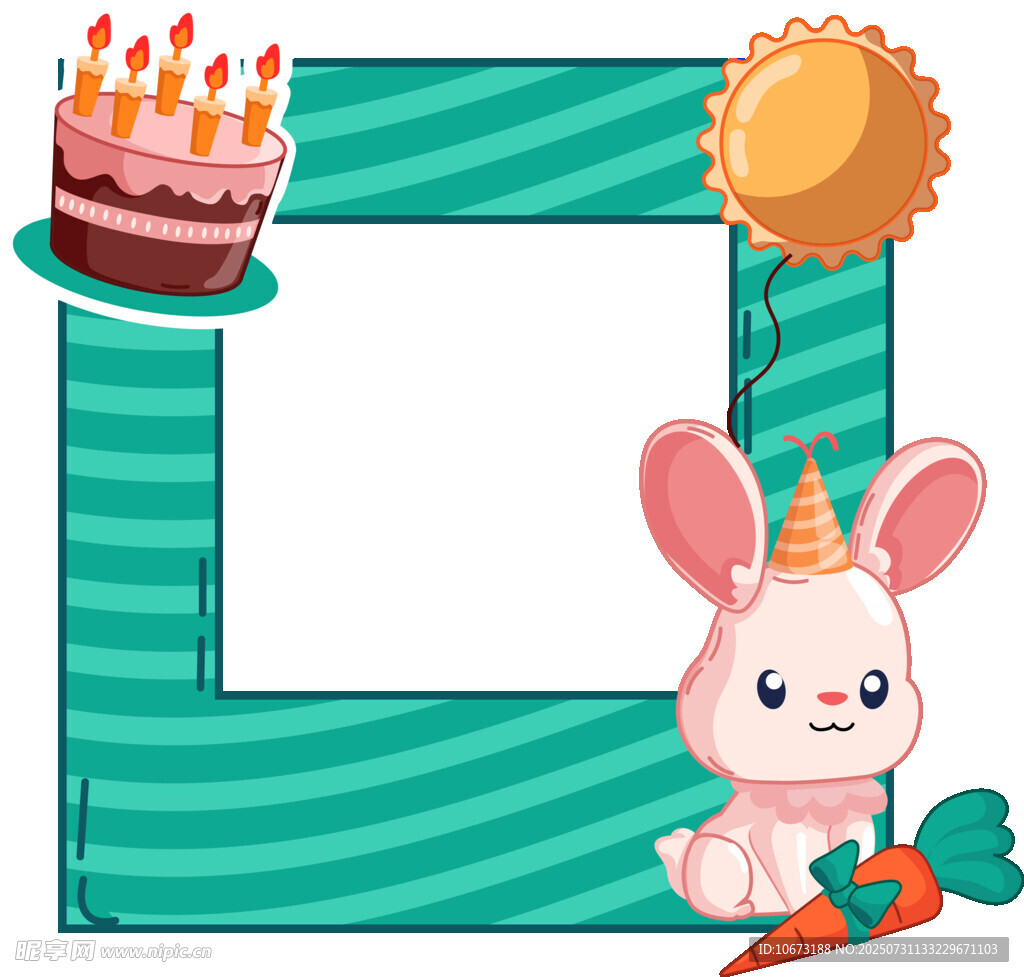兔子生日相框插画