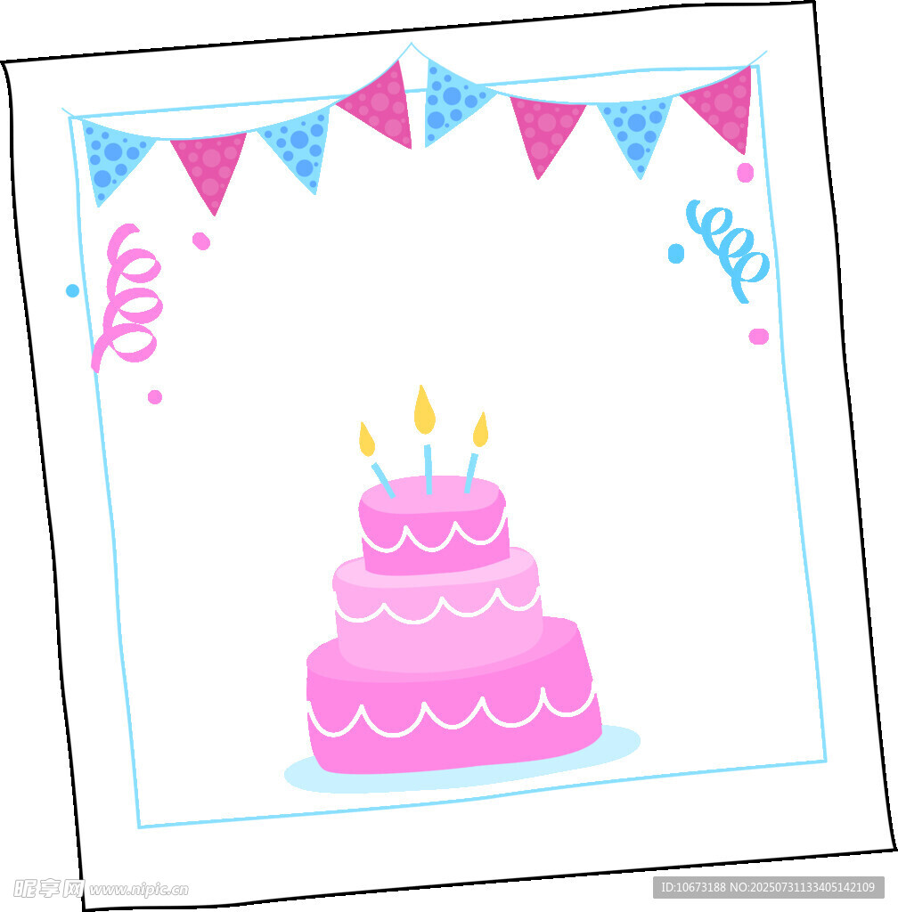 粉色三层生日蛋糕庆祝图