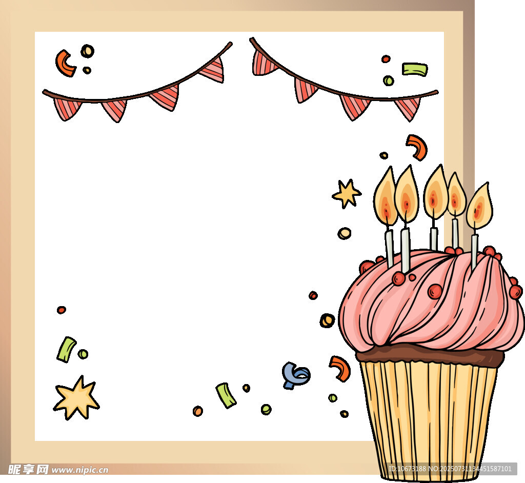 可爱纸杯蛋糕生日装饰图