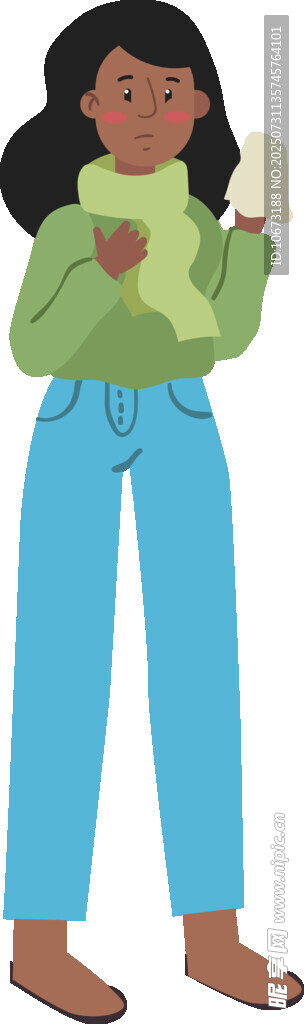 手持绿植的休闲装扮女子