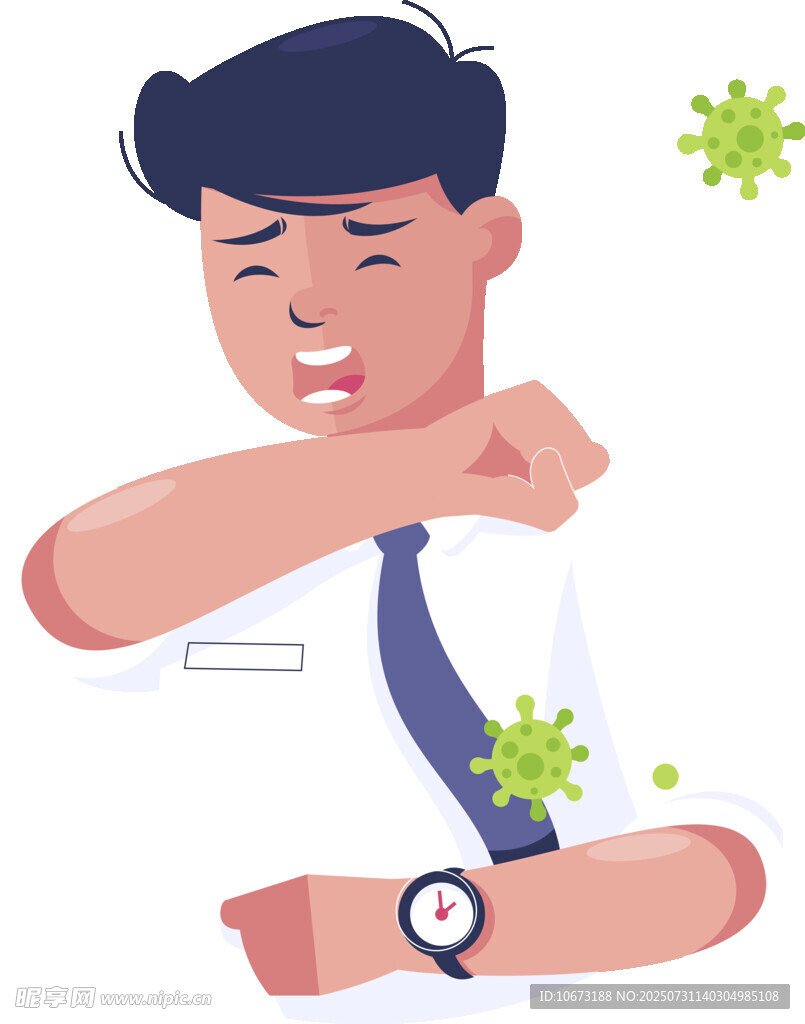 男子打喷嚏防病菌传播