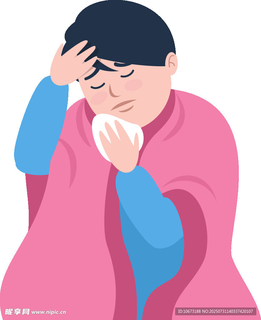 裹毯子擤鼻涕的不适者