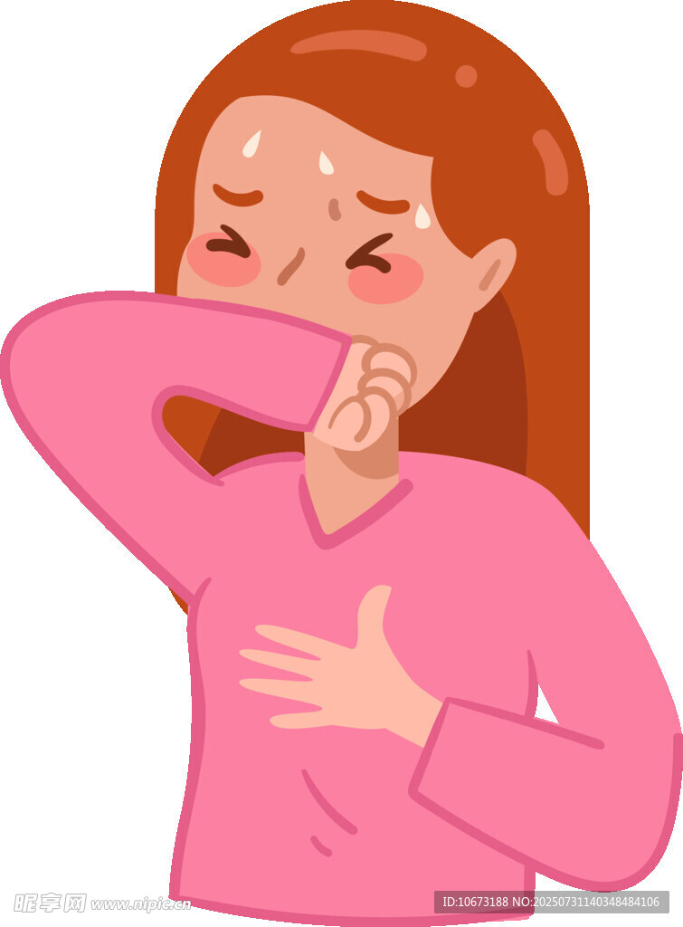 女子掩鼻面露不适