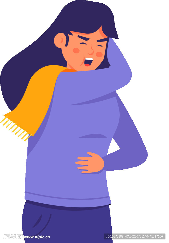 女孩双手抱胸似感不适