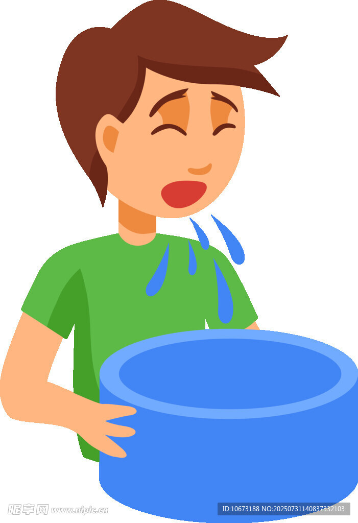 男孩洗脸吐水瞬间
