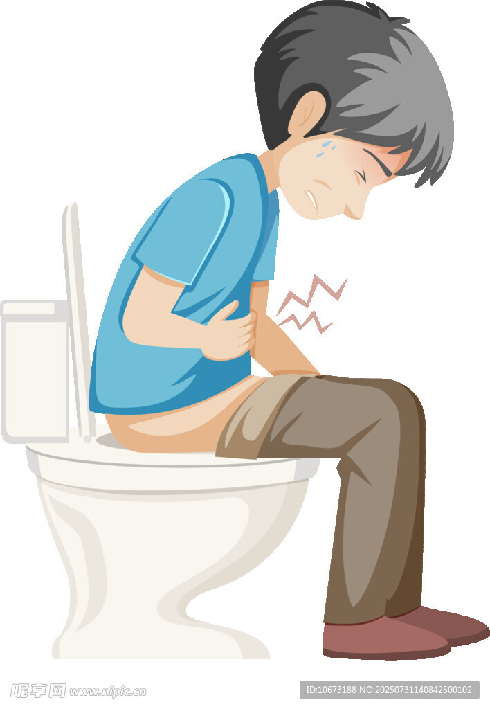 男子坐马桶面露痛苦