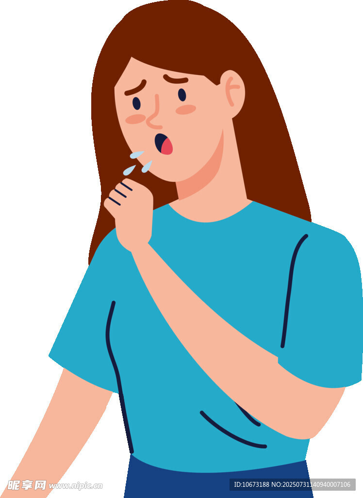 女子手捂嘴显不适神情