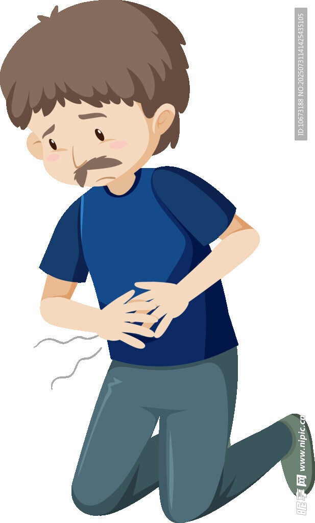 男孩痛苦捂肚显难受