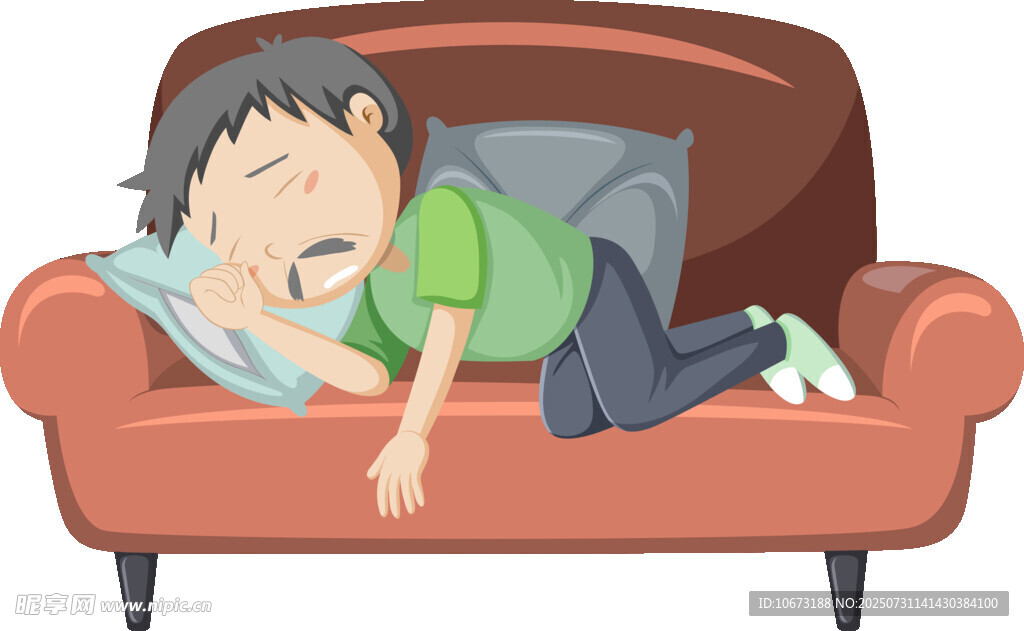 沙发上熟睡的小孩