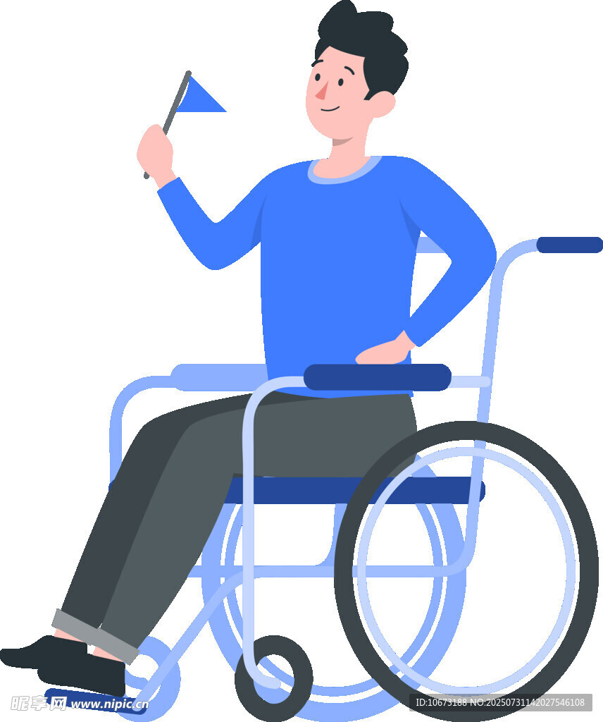 轮椅上的乐观男子