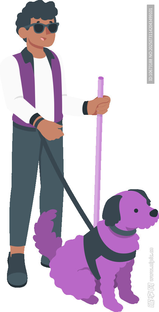 男子牵导盲犬出行