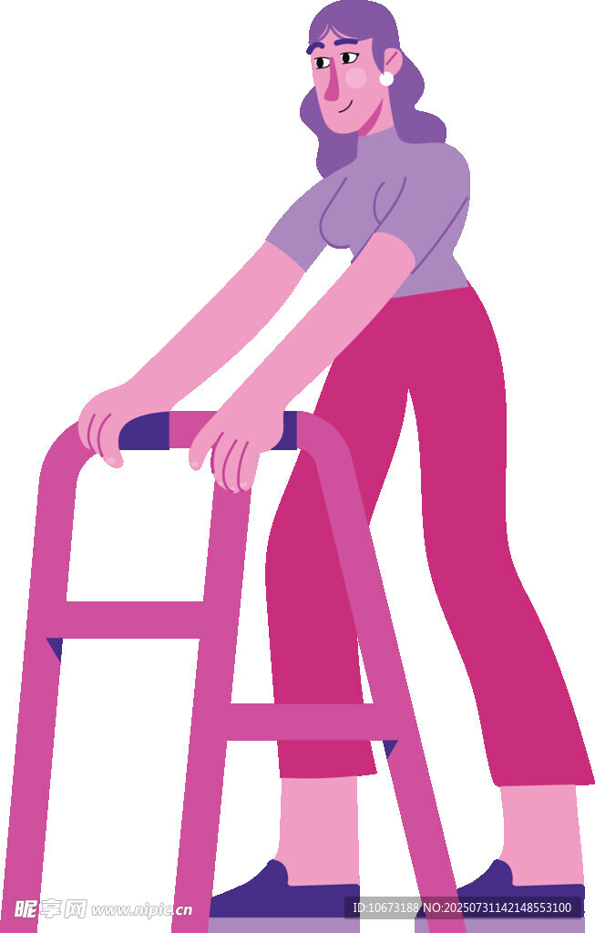 女子站在梯子上进行操作