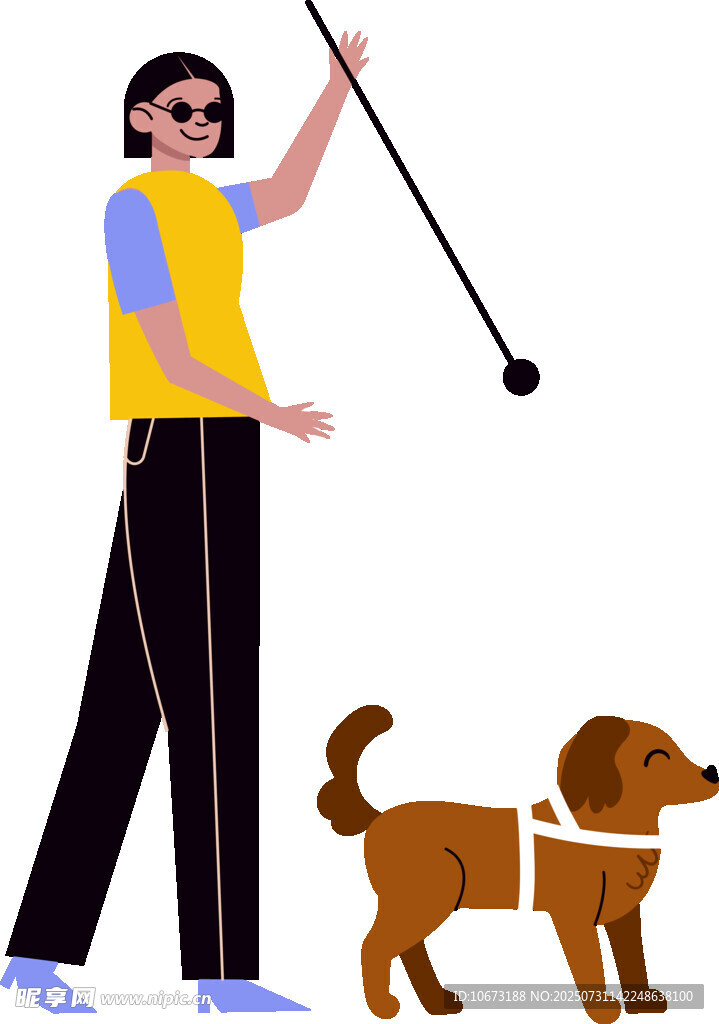 女子牵导盲犬出行