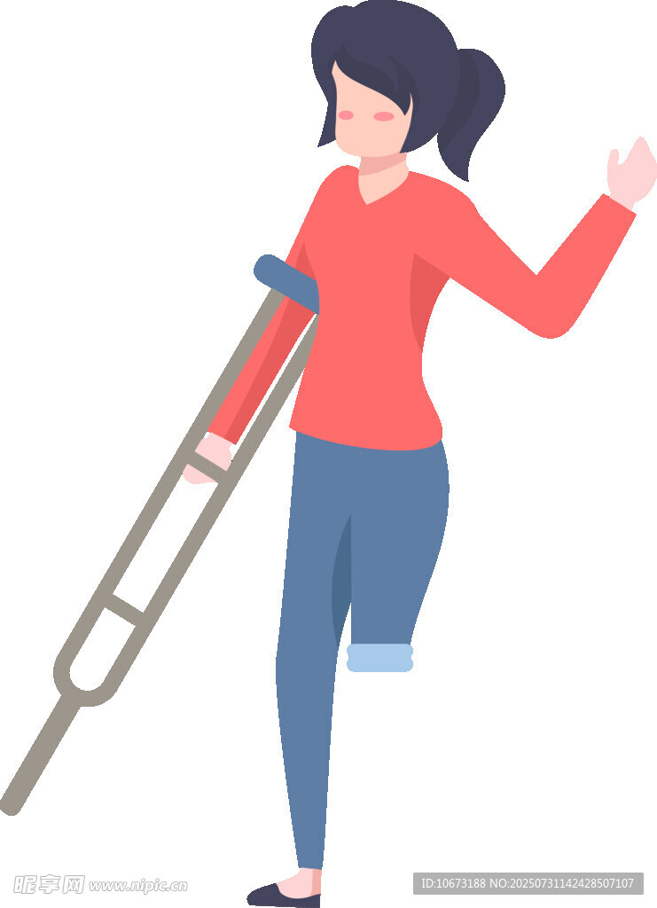 拄拐的残疾女性