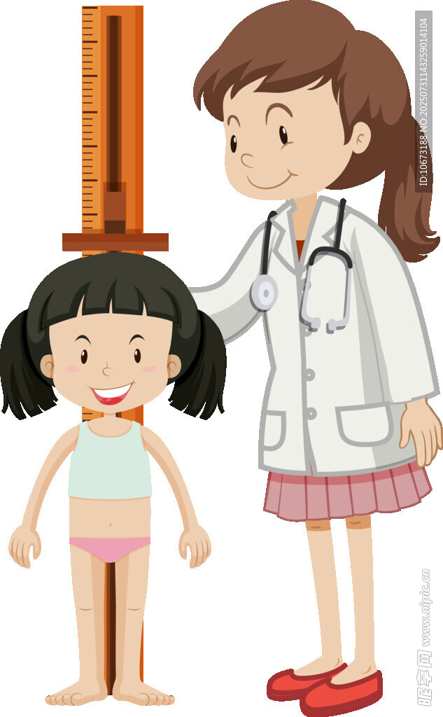 医生为小女孩测量身高