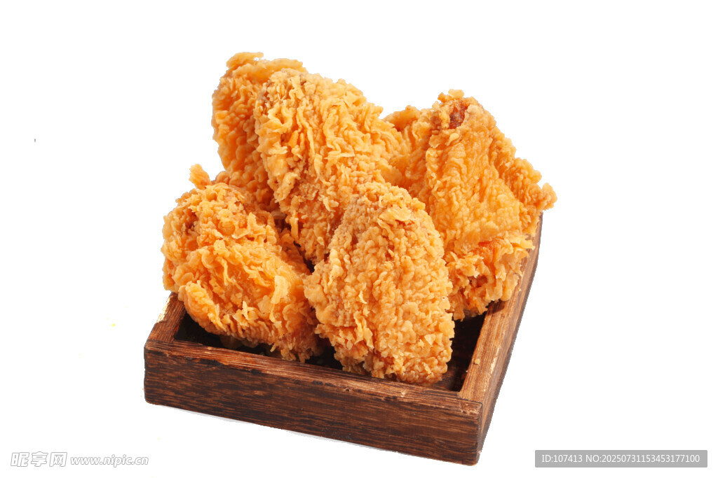 木盒中的美味香酥炸鸡块