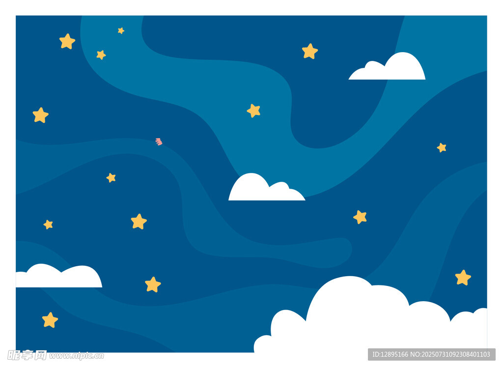 夜空繁星与云朵