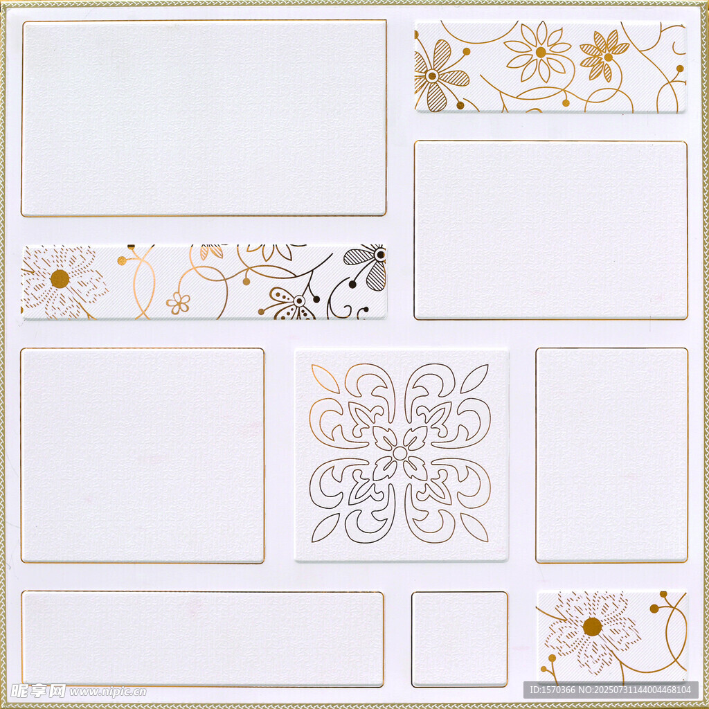 金色花纹空白设计模板
