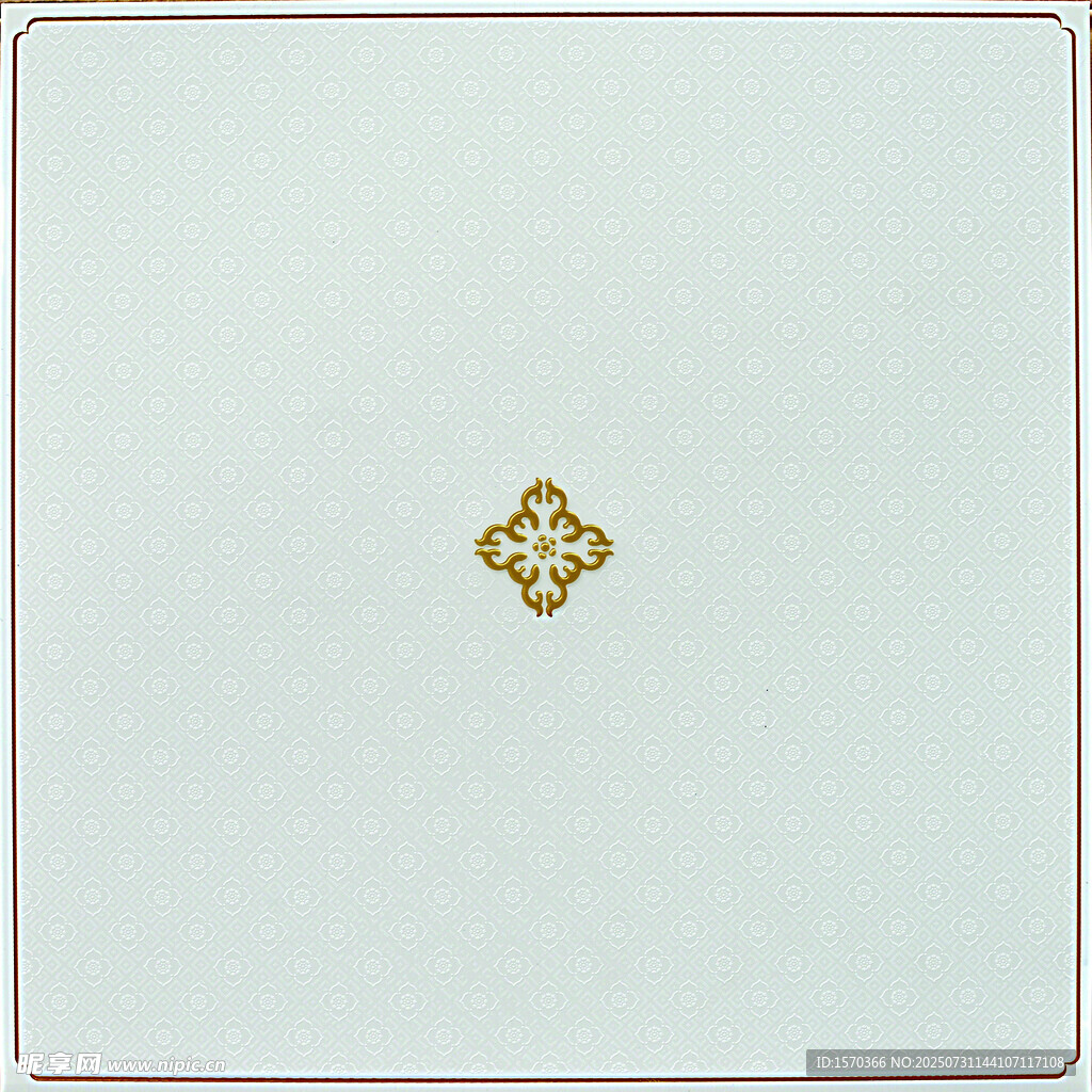简约白瓷砖上的金色花纹