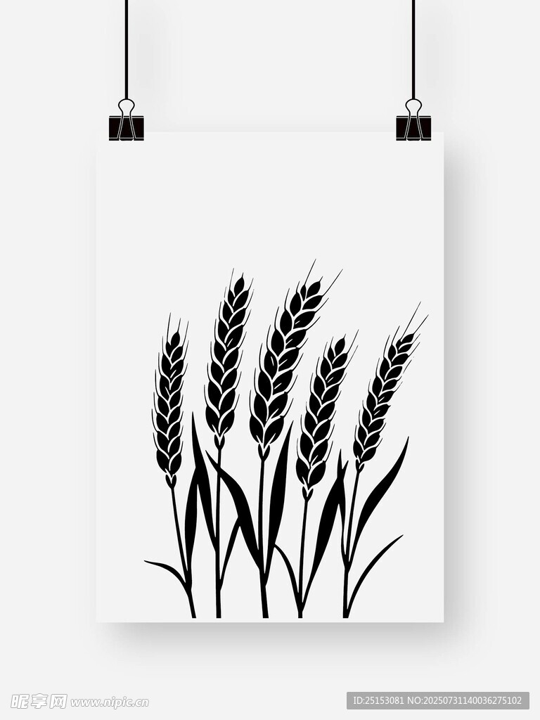 简约麦穗图案装饰画