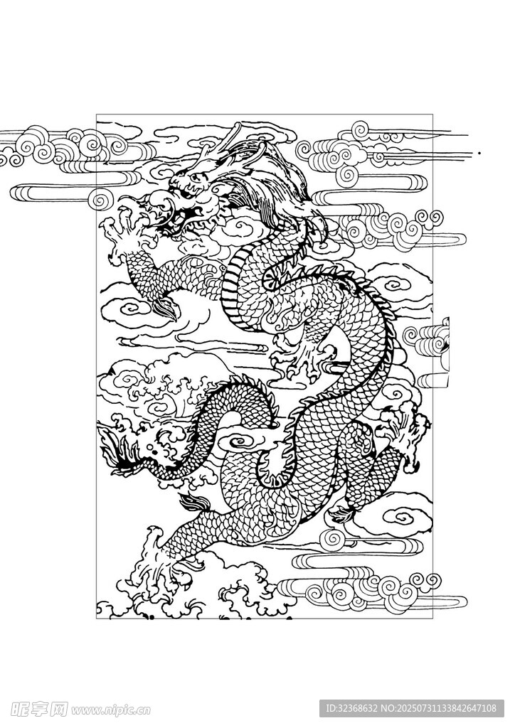 传统龙纹黑白图案