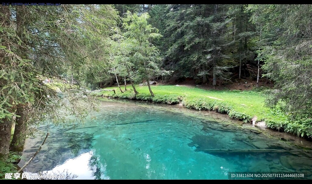 山间碧绿水道美景