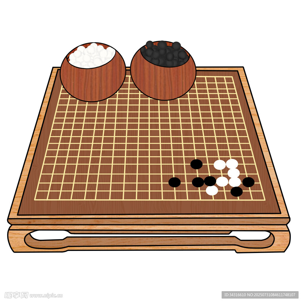 古风棋盘围棋插画