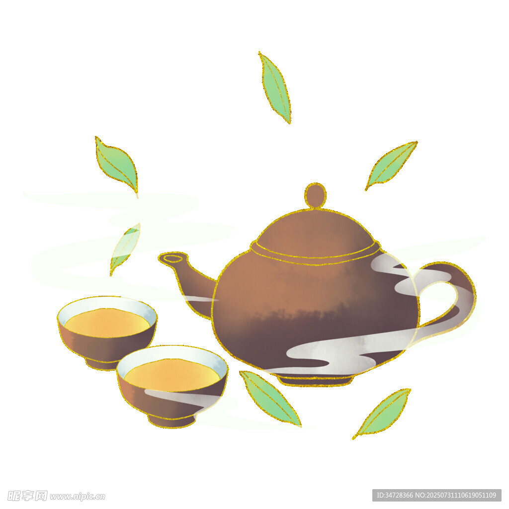茶壶与茶杯的雅致画面