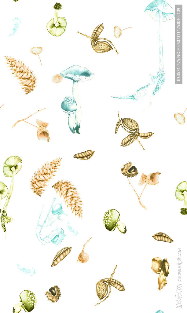 水彩风格海洋生物图案