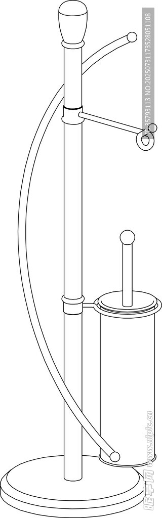 简约金属马桶刷纸巾架设计模型