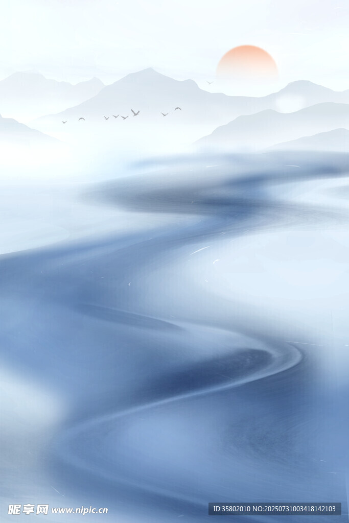 蜿蜒河流伴日出美景
