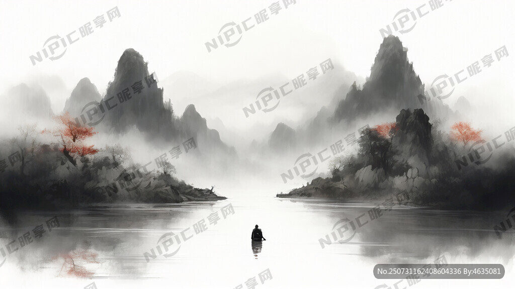 山谷 中国风 中国画 山水