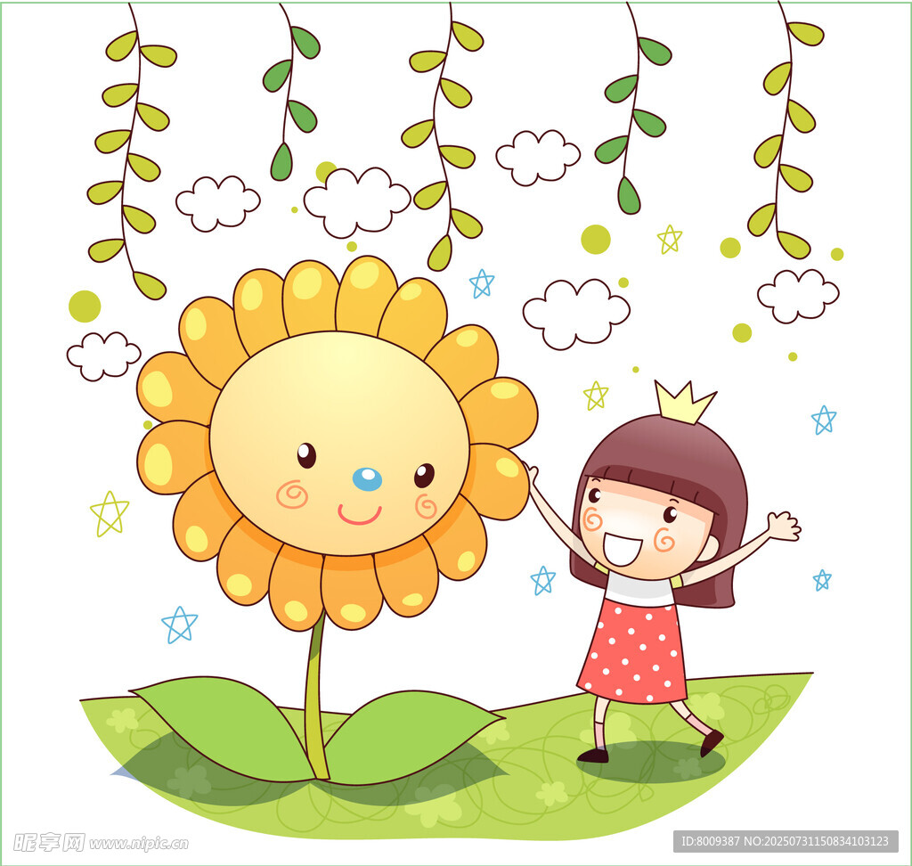 小女孩与向日葵的欢乐时光