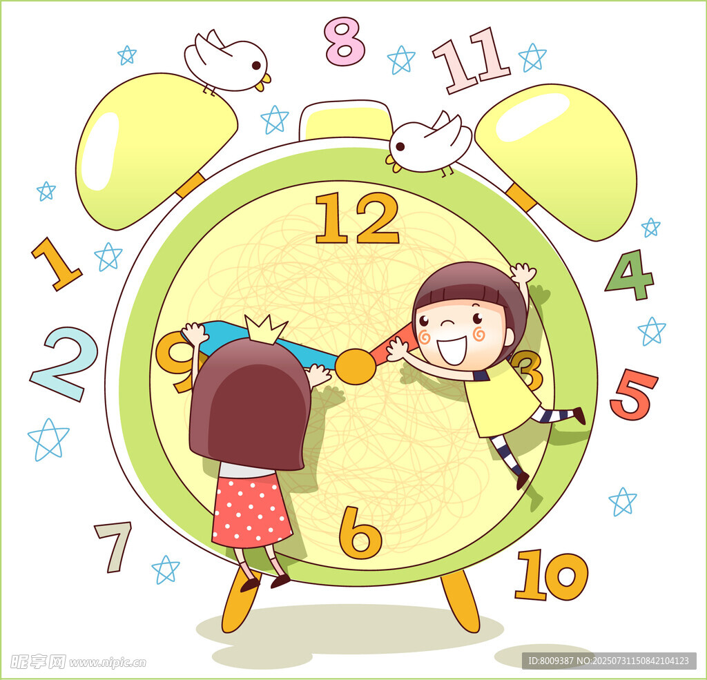 孩子与时钟互动学数字