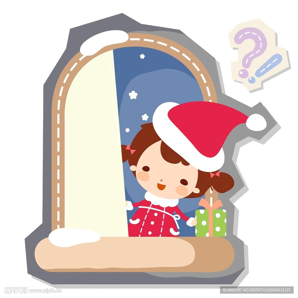 圣诞女孩窗边好奇张望