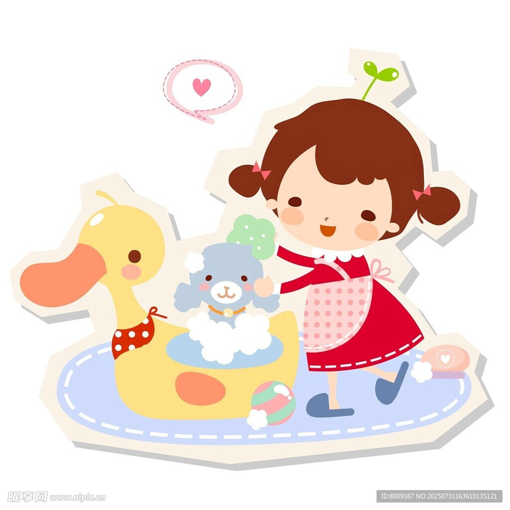 小女孩与玩偶欢乐互动