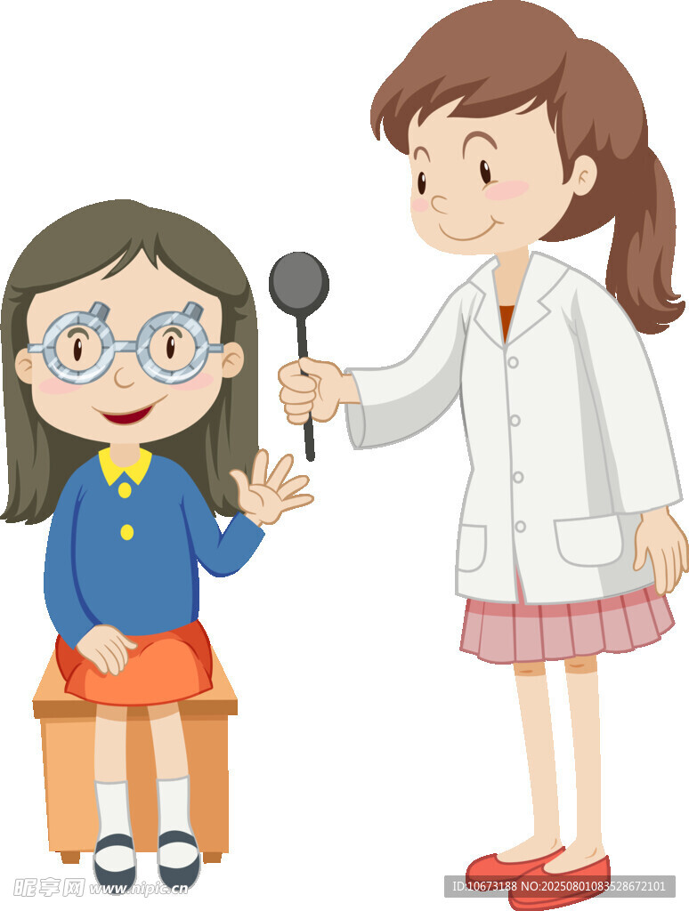 医生为小女孩检查眼睛