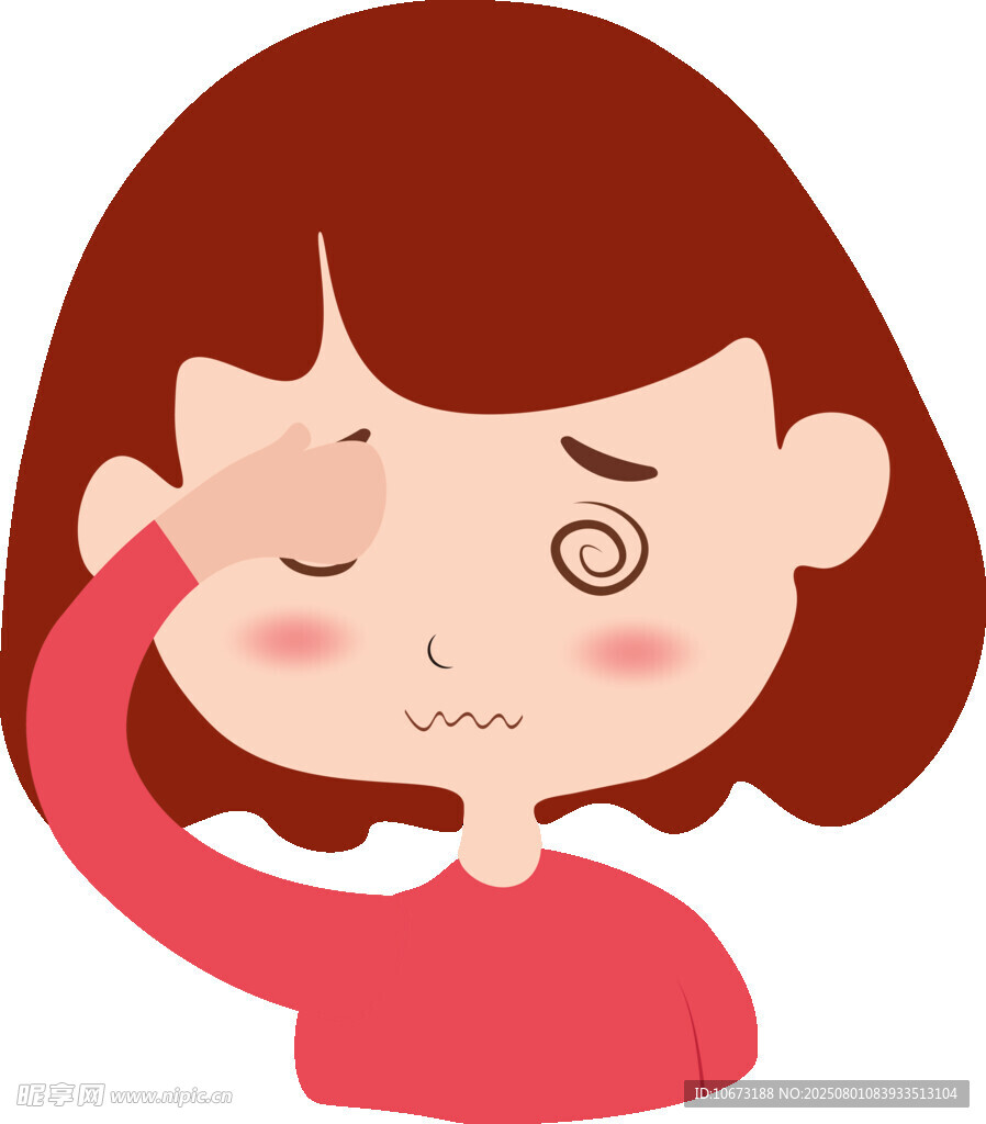 女孩单手扶额显疲惫