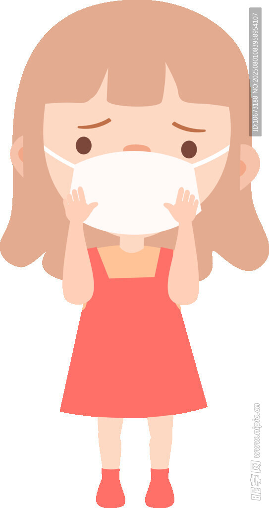 戴口罩的红衣小女孩