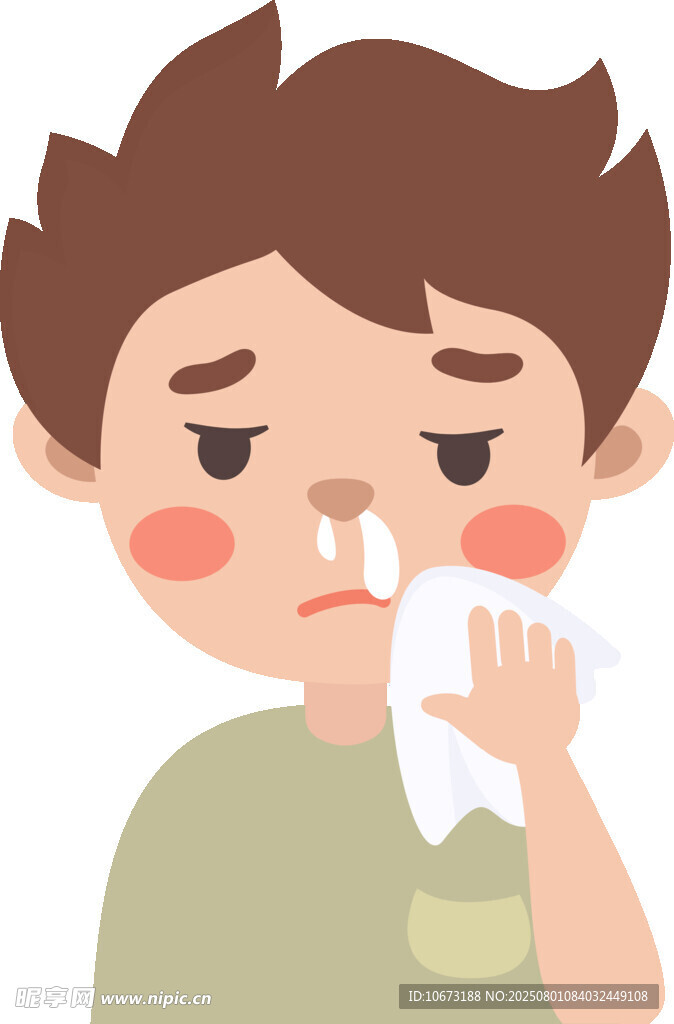 男孩擤鼻涕