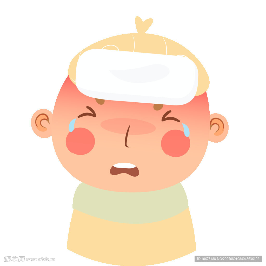 发烧的卡通小孩