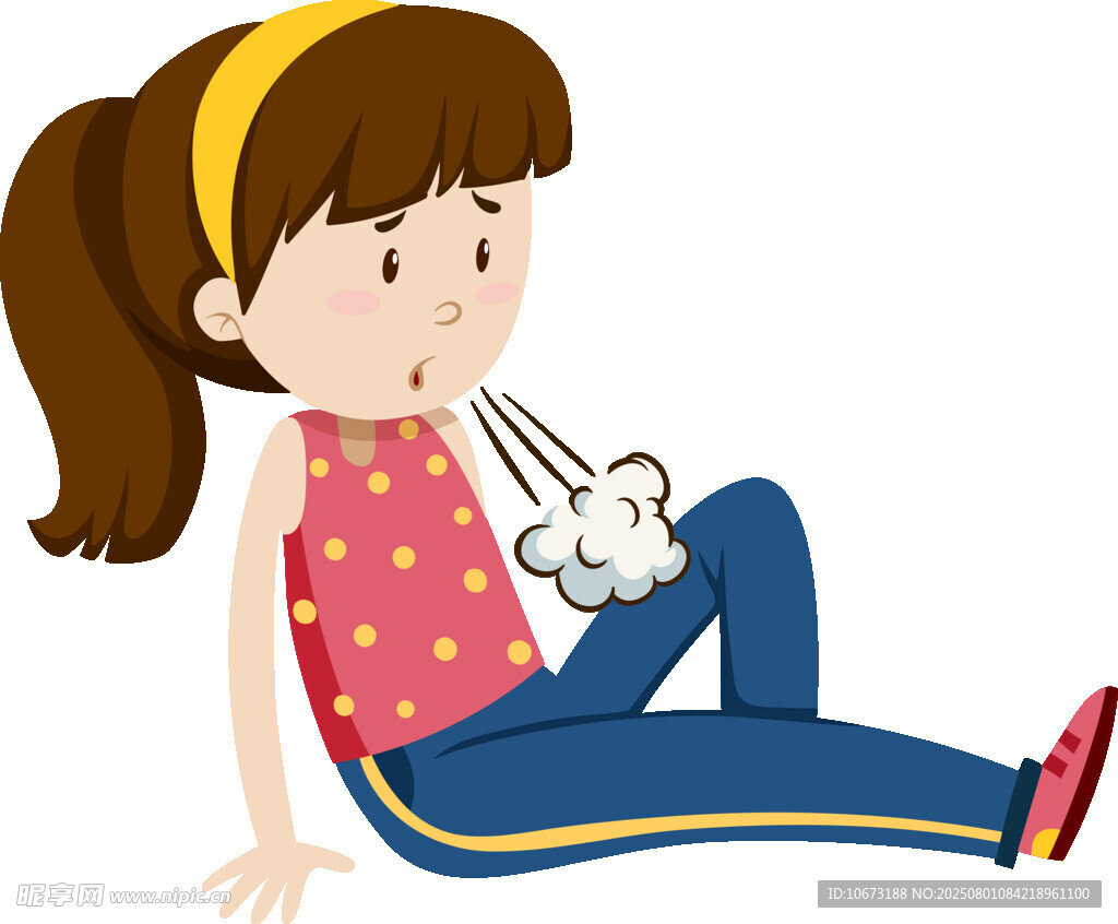 坐着打哈欠的可爱小女孩