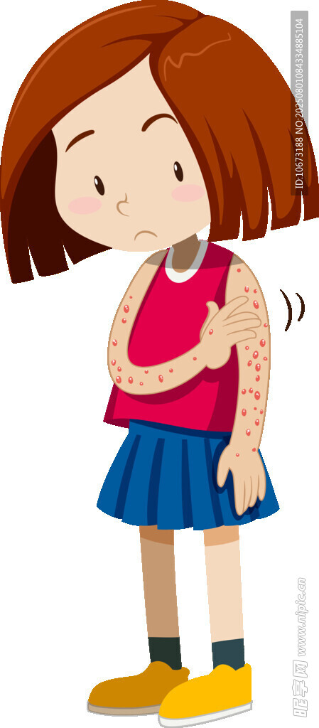 红衣女孩叉腰站立