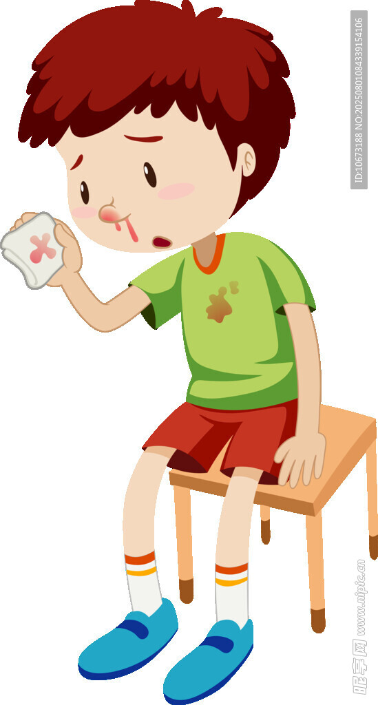 小男孩坐着吃药